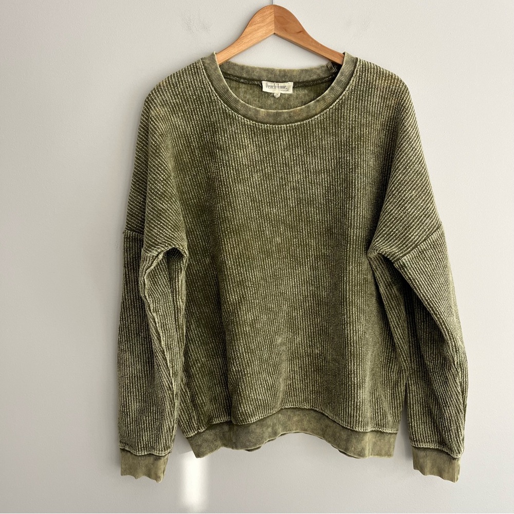 Peach Love California Olive Ribbed Sweatshirt 1X